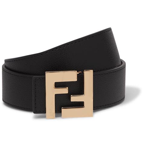 fendi embossed belt black|Fendi black leather reversible belt.